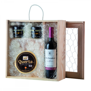 Caja Gourmet ribera del Duero + Queso curado manchego + crema de queso