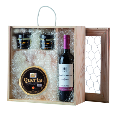 Caja Gourmet ribera del Duero + Queso curado manchego + crema de queso